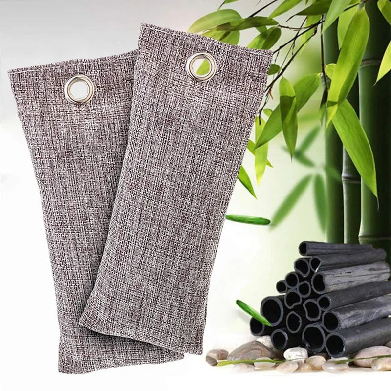 Bamboo Charcoal Air Purifying Bag (2 Pack) 50G Activated Charcoal Odor Absorber Natural Air Freshener for Home Shoe Odor Elimina